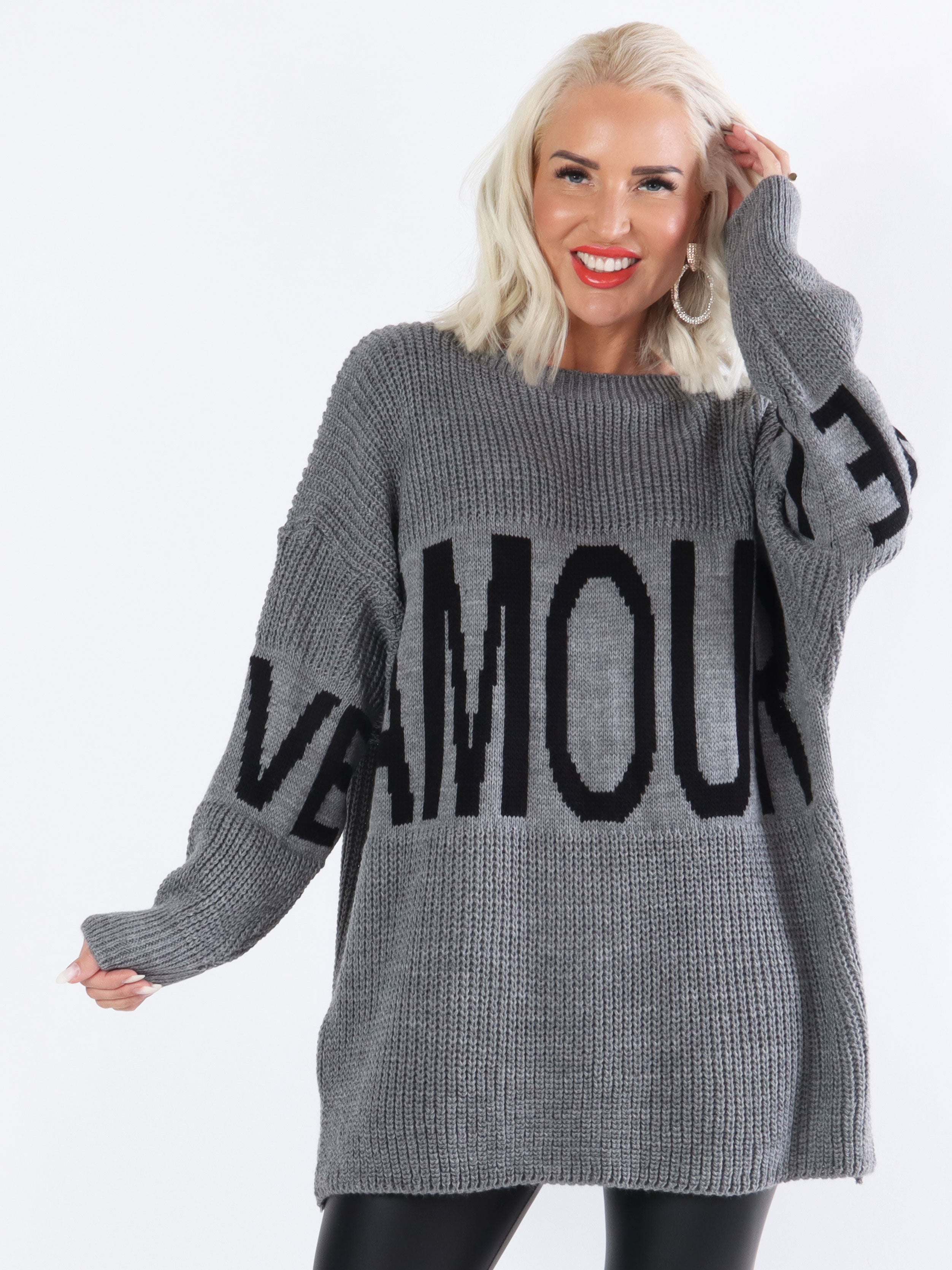 Elisa - Cool plus size strik med tekst